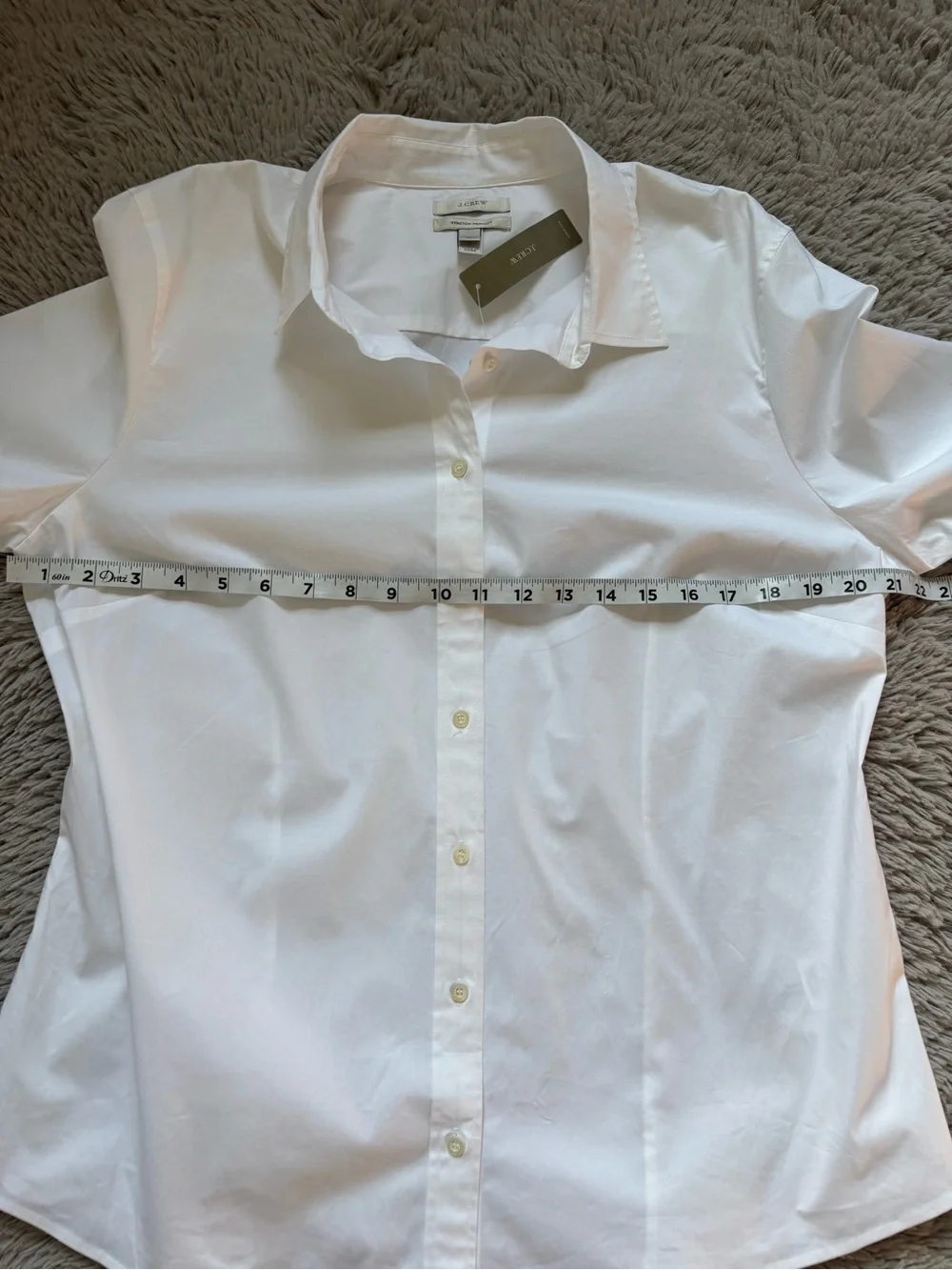 J. Crew White cotton blend Perfect Stretch Button-Up Dress Shirt XL